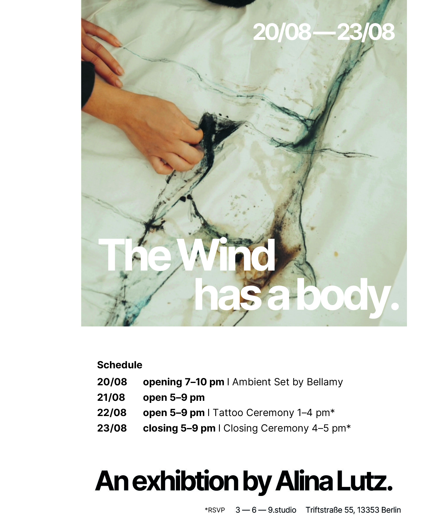 The Wind has a Body — an exhibition by Alina Lutz — flyer